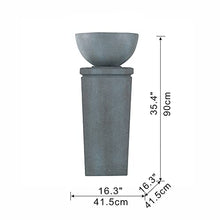 Zen Garden Fountain - 35.5" Gray Polyresin Bowl Water Feature for Patio, Lawn, Birdbath