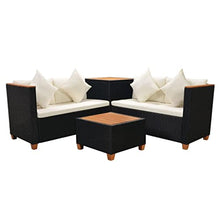 HGFDVCMR 4-Piece Patio Furniture Set, Black PE Rattan Outdoor Sofa