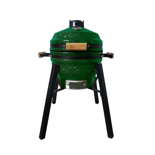 Ceramic Charcoal BBQ Grill and Smoker, Stainless Steel Grates -21" Ceramic with Tall Stand(D)