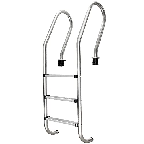 Pool Ladder 304 Stainless Steel Swimming Pool Handrail 250LBS Load Capacity for Indoor and Outdoor 1-1.4m Pool/Silver / 3 Step (Silver 3 Step)
