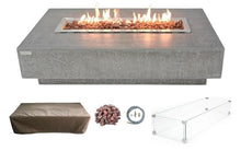 Elementi Hampton Gas Fire Pit Cast Concrete Fire Table, Outdoor Fire Pit Electronic Ignition | Canvas Cover, Lava Rock Included | Free AMS Wind Guard | Light Gray (Natural Gas)