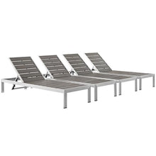 Pemberly Row Aluminum Patio Chaise Lounge Chair Set of 4 Grey