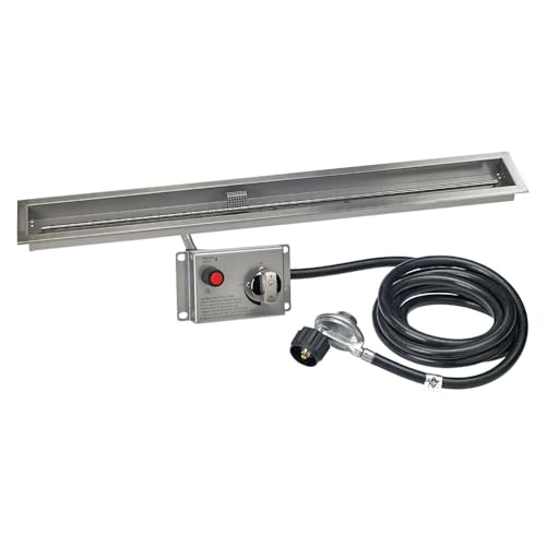 American Fire Products | 60" x 6" Linear Drop-in Fire Pit Pan with Electric Ignition System Kit, CSA | Stainless Steel, Use in Outdoor Fire Pit | for Natural Gas or Propane Fires