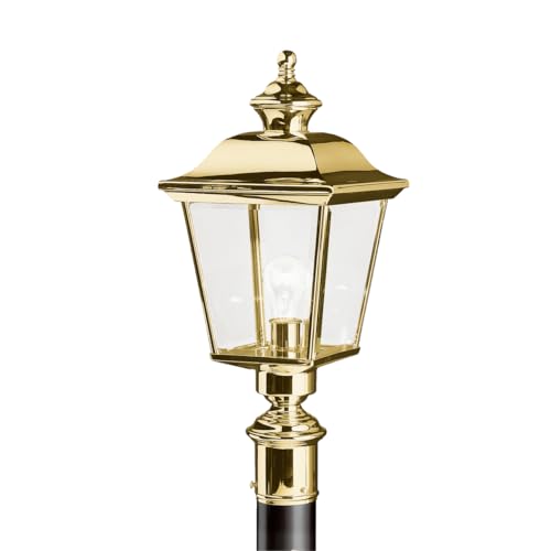 Kichler Bay Shore Outdoor Post Light, Polished Brass