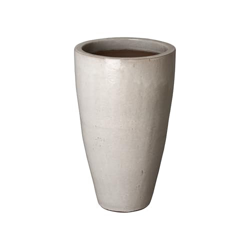 Emissary 18in Distressed White Stoneware Round Planter