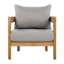 Christopher Knight Home Nadine Acacia Wood Club Chairs Set of 2, Outdoor Accent Chair, Tub Shape Design Armchair, Comfort Cushion Seating, Slat Open Back Reading Sofa for Balcony Garden, Teak+Gray