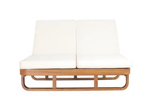 Christopher Knight Home Double Acacia Wood Chaise Lounge with Dual Adjustable Backrests, Patio Outdoor Chaise Lounge with Cushions, Wooden Sunbathing Pool Lounger, 1Pcs Set, Natural+Beige