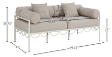 Meridian Furniture 55032Beige-L Portofino Collection Art Deco Outdoor Patio Loveseat with Cream Off White Aluminum Frame, 69.75" W x 34" D x 30.75" H, Beige