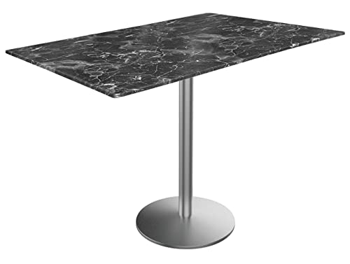 HBS 42" Tall OD214 Indoor/Outdoor All-Season Stainless Steel Table with 32" x 48" Black Marble EuroSlim Top