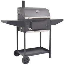 Charcoal Smoker Grill with Offset Firebox, Heavy Duty BBQ Barbecue Grill for Outdoor Cooking with Temperature Gauge, Ash Pan, and Side Shelves, Black