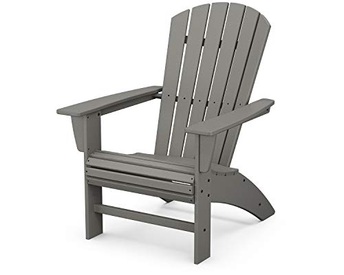 Polywood Nautical 3-Piece Curveback Adirondack Chair Set with Side Table Slate Grey