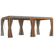 Outsunny 12' x 19' Louvered Pergola Hardtop Gazebo with Adjustable Roof Natural Wood