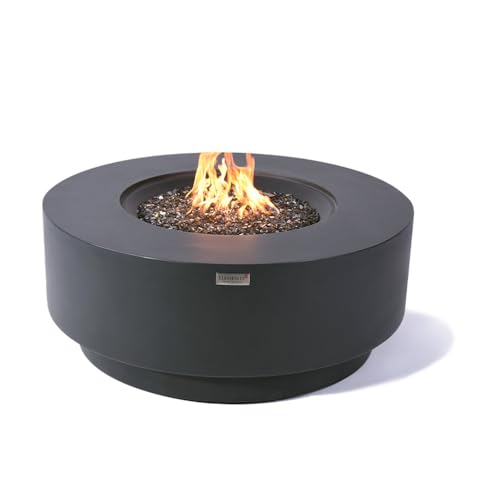 Nimes Concrete Fire Pit 40.9" x 40.9" Outdoor Patio Firepit Includes Fire Glass Modern Fire Pits & Outdoor Fireplaces for Garden, Deck, Indoor & Outdoor Heating