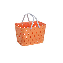 Plastic Storage Basket Collapsible with Handle - Portable Outdoor Picnic Basket Space Saving Storage Basket for Kitchen Shelves Bathroom,Orange,28cm (Orange 28cm)