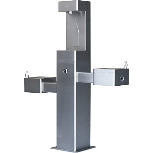 Global Industrial Outdoor Bottle Refiilling Station with Bi-Level Drinking