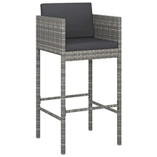 vidaXL 9 Piece Patio Bar Set with Cushions Gray Poly Rattan