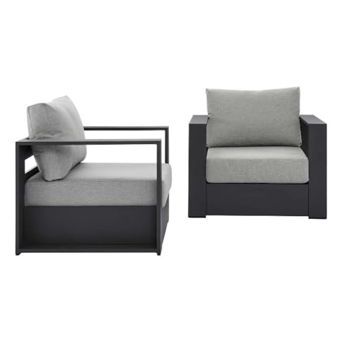 Modway Tahoe Fabric & Aluminum Outdoor Armchair in Gray (Set of 2)
