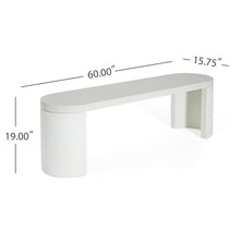 Merax 60" Oval Outdoor Concrete Bench Set of 2, Elegant Modern Aesthetic Dining Bench for Garden Patio Balcony Parks Poolside Pathway, Internal Iron Frame, 2-3 Seater Capacity 600LBS, Terrazzo White