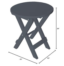 Keystone Amish Co. Poly Composite Round Bistro Table, Outdoor All-Weather Folding Patio Table, Amish Crafted, Made in USA, Dark Grey