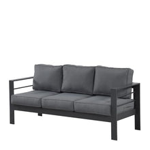 callmego Premium All-Weather Wicker Patio Loveseat with Thick Cushioned Seating and Rust-Resistant Aluminum Frame for Outdoor Living Spaces (Gray+Gray + Olefin-1)