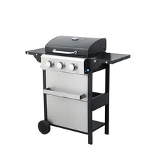 3-Burner Propane Gas BBQ Grill,With Wire Enamel Cooking Grids/Foldable Side Table, For Outdoor Barbecue