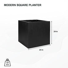Pottery Pots Block XL Fiberstone Planter Extra Large 24 Inch Tall Black