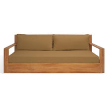 SAFAVIEH Couture Outdoor Collection Kauai Natural/Brown Teak Solid Wood Patio Sofa