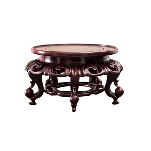LUYOUBOZHU Vase Stand Mahogany Carving Round Base Ornaments, with Leg Home Vase Fishbowl Display Holder(Large)