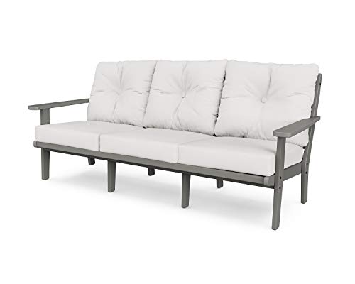POLYWOOD® Lakeside Deep Seating Sofa in Slate Grey/Natural Linen