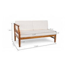 Merax 4-Seater Acacia Wood Mid-Century Modern Outdoor Sofa Set, Teak+Beige
