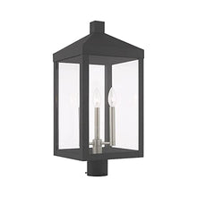 Livex Lighting 20586-80 Nyack - 24" Three Light Outdoor Post Top Lantern, Nordic Gray Finish with Clear Glass