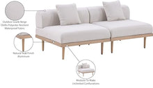 Meridian Furniture 55036Beige-S2A Laguna Collection Modern | Contemporary Outdoor Patio 2Pc. Modular Loveseat, Teak Finish Aluminum, Waterproof Olefin Fabric, 71" W x 35.5" D x 28.5" H, Beige