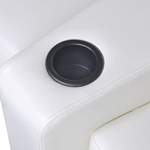 Fisinber 3-Seater Recliner Sofa White Faux Leather Manual Reclining Couch with Adjustable Armrests and Cup Holders Modern Home Theater Seating for Living Room Lounge