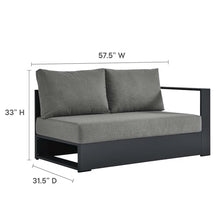 Modway Tahoe Aluminum 3-Piece Outdoor Patio Furniture Gray Charcoal, Modular Sectional Sofa Set with Weather-Resistant Cushions, Ideal for Deck, Backyard Poolside