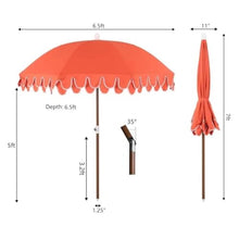 IRTGFHJE Patio Umbrella 6.6-Foot Beach Umbrella Fringe Sunshade