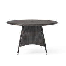 Modern Stylish Outdoor PE Wicker Dining Table with Powder Coated Iron Frame, Versatile Design Patio Coffee Table with Waterproof Tabletop
