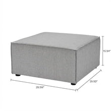 Outdoor Escape Gray Upholstered Sectional Sofa Ottoman for Outdoor Patio Lounge, Durable Fabric, Comfortable Seat, Stylish and Weather-Resistant Design
