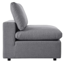 Afuera Living Modern Outdoor Patio Armless Chair, 36" Wide Cushioned Seat, Powder-Coated Aluminum Frame, All-Weather UV-Resistant Gray Fabric Covers, Non-Marking Foot Caps for Porch, Patio, Poolside