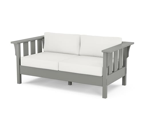 Martha Stewart by POLYWOOD® Acadia Deep Seating Loveseat in Slate Grey/Natural Linen