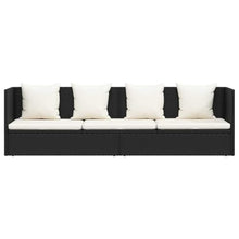 YUOGHRTFE Poly Rattan Patio Bed with Seat Cushion and Pillows, Adjustable 7-Position Sun Lounger with Powder-Coated Steel Frame, Black
