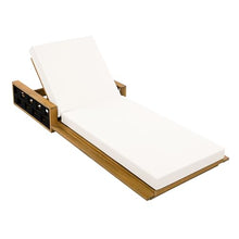 Merax Outdoor Chaise Lounge Set of 4, Acacia Wood Patio Reclining Chairs with 4-Position Adjustable Backrest, 4-Piece Sunbathing Recliner & 4" Thick Double-fold Cushion for Poolside, Garden, Beige