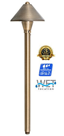 Westgate LED Pathway Lights - 12 Volt LED Mushroom Landscape Lighting - Solid Brass - Dark Bronze Finish - 3 Watts - 3000K - All Accessories Included