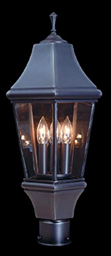Framburg Lighting 8741 Iron/R Normandy - 19" Three Light Outdoor Post Mount, Iron Finish with Rain Glass