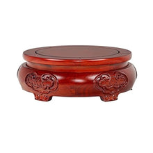 LUYOUBOZHU Vase Stand Round Wood Pedestal Display, Relief Sculpture Brackets, for Indoor Bonsai Teapot Vase(Large)