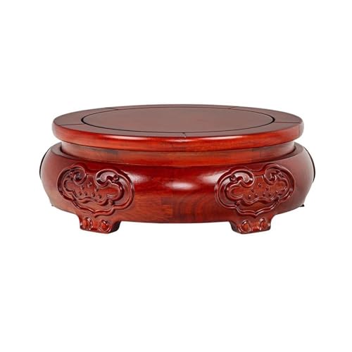 LUYOUBOZHU Vase Stand Round Wood Pedestal Display, Relief Sculpture Brackets, for Indoor Bonsai Teapot Vase(Large)