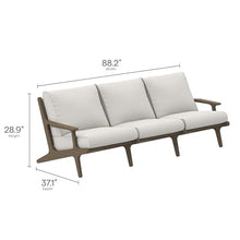 Modway Saratoga Teak Outdoor Patio Sofa in Weathered Gray White – 3 Seater Couch with Weather-Resistant Cushions – Wooden Outdoor Furniture Sofa