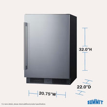 Summit 21” Refrigerator, Outdoor, 3.5 cu.ft. Capacity, ADA Compliant, Undercounter, Built-in Ready, Stainless Steel - SPR621OSLHD (Left Handed Door Swing)