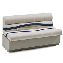 DeckMate Complete 55" Premium Pontoon Boat Seat Bench and Base Ivory Blue Tan