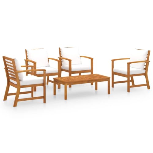 KBHRENP 5 Piece Acacia Wood Lounge Set with Cushion