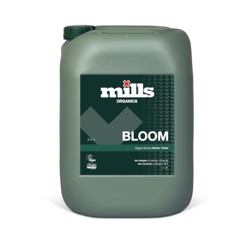 Mills - Organics Bloom - Organic Flowering Fertiliser for Plants - Promotes Bigger, Heavier Flowers & Strong Root Development - Helps Prevent Nutrient Deficiencies - 20L